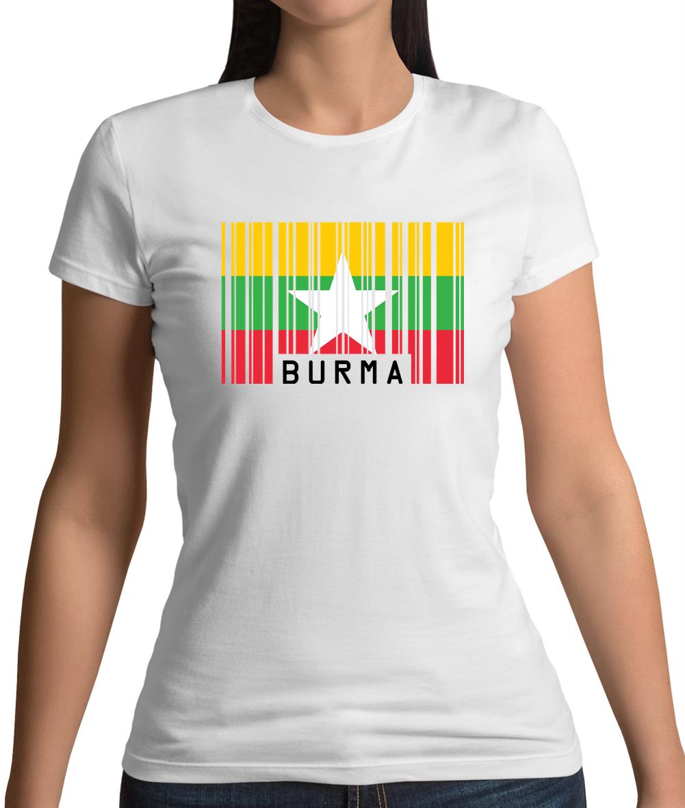 Burma Myanmar Barcode Style Flag Womens T-Shirt Burma Myanmar Barcode Style Flag Womens T-Shirt