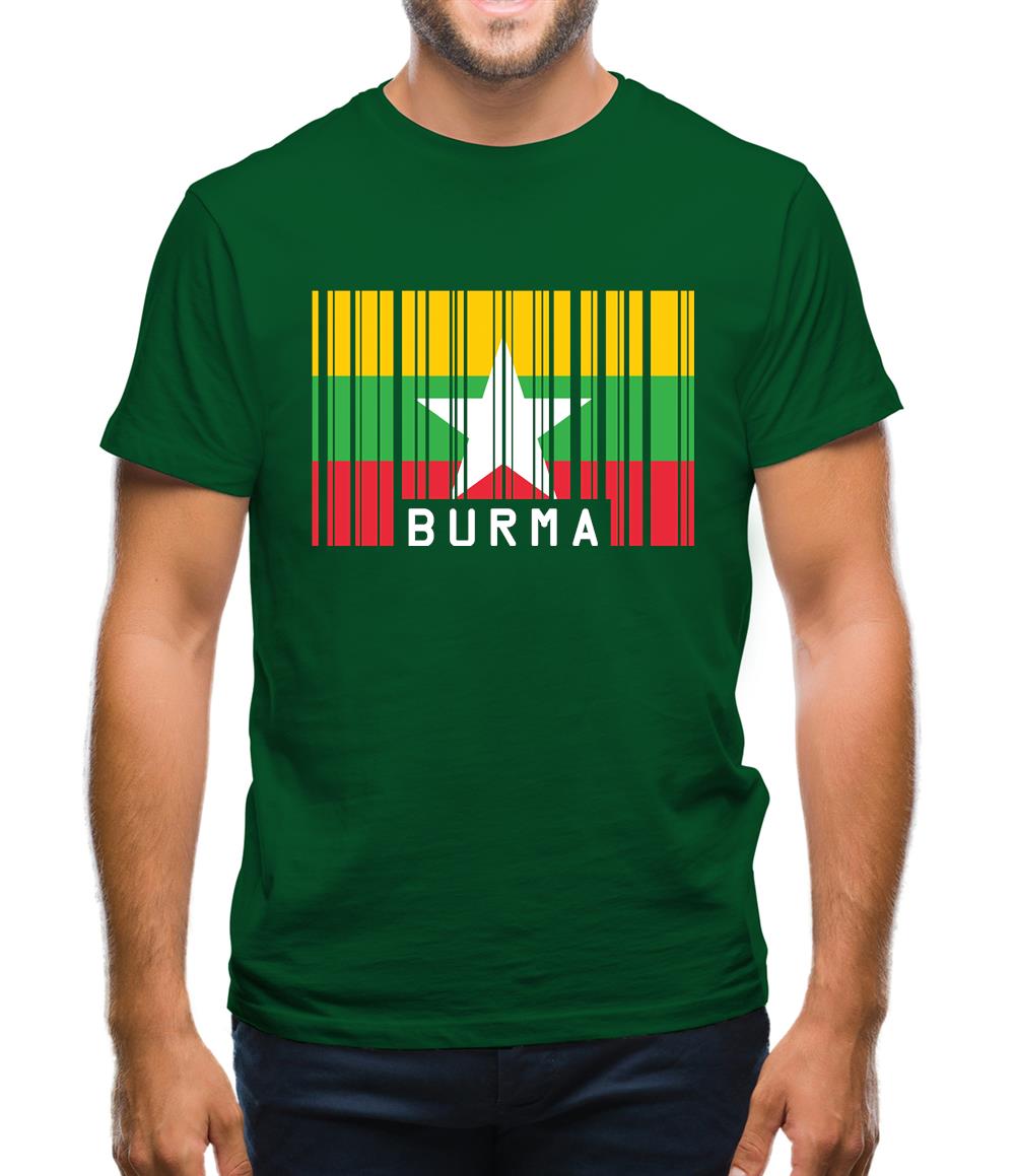 Burma Myanmar  Barcode Style Flag Mens T-Shirt Burma Myanmar  Barcode Style Flag Mens T-Shirt