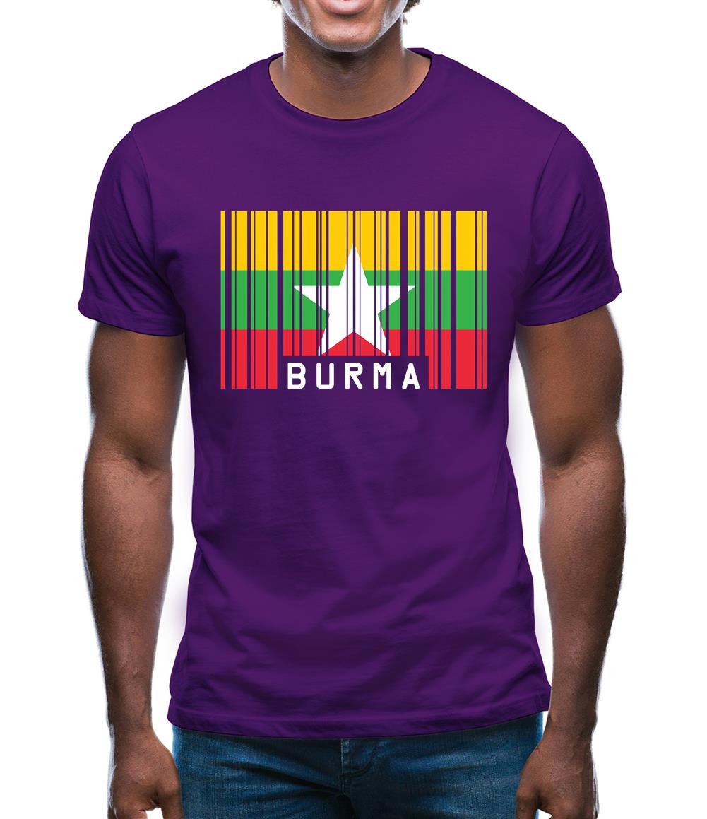 Burma Myanmar  Barcode Style Flag Mens T-Shirt Burma Myanmar  Barcode Style Flag Mens T-Shirt