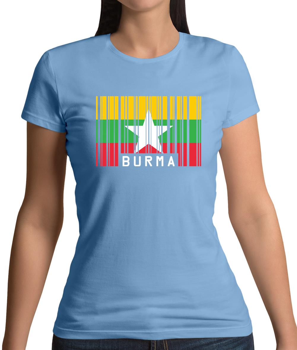 Burma Myanmar Barcode Style Flag Womens T-Shirt Burma Myanmar Barcode Style Flag Womens T-Shirt