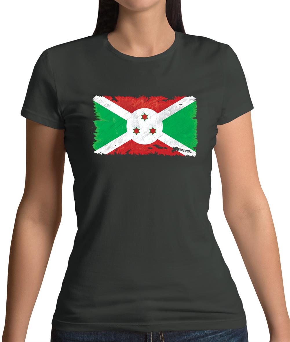 Burundi Grunge Style Flag Womens T-Shirt Burundi Grunge Style Flag Womens T-Shirt
