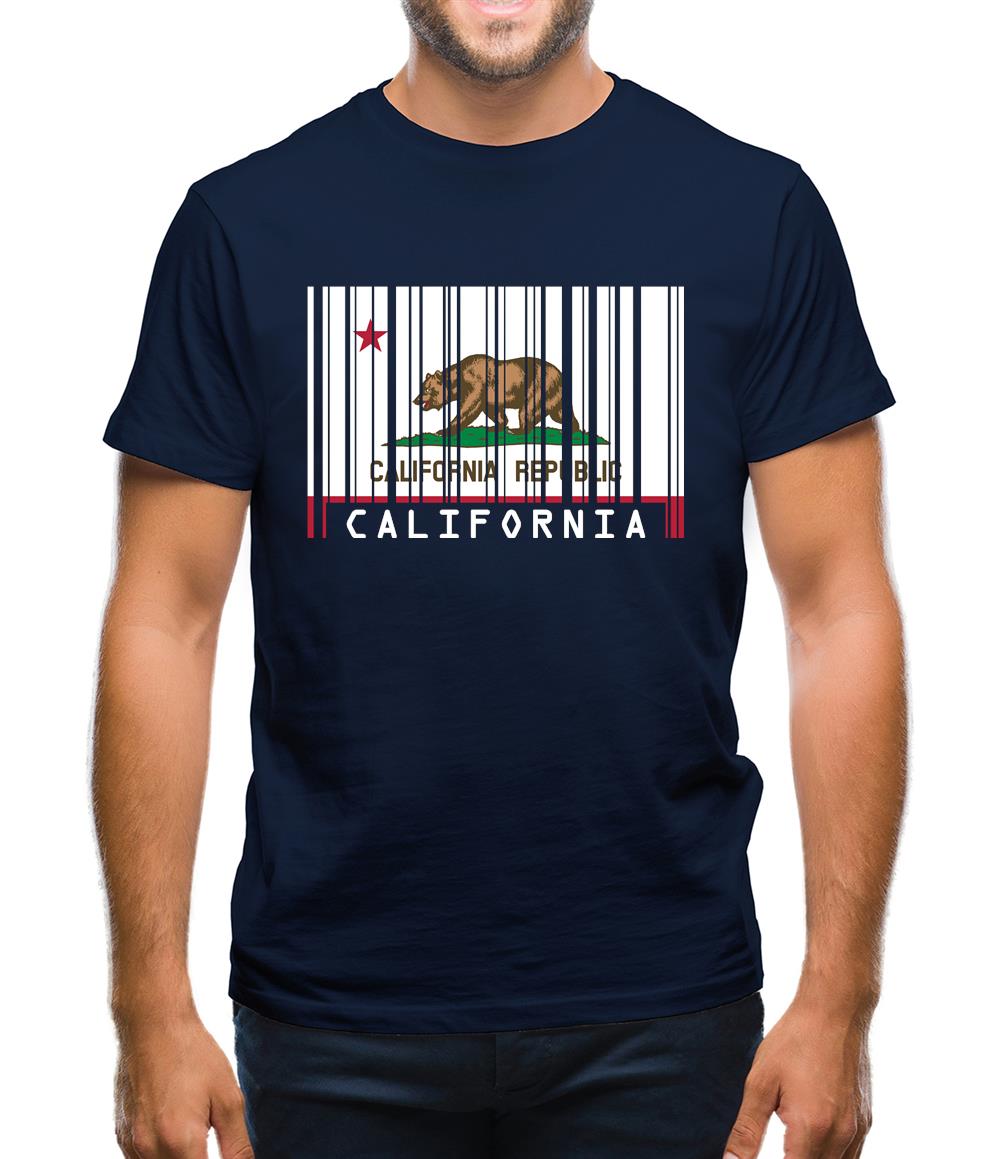 California Barcode Style Flag Mens T-Shirt California Barcode Style Flag Mens T-Shirt