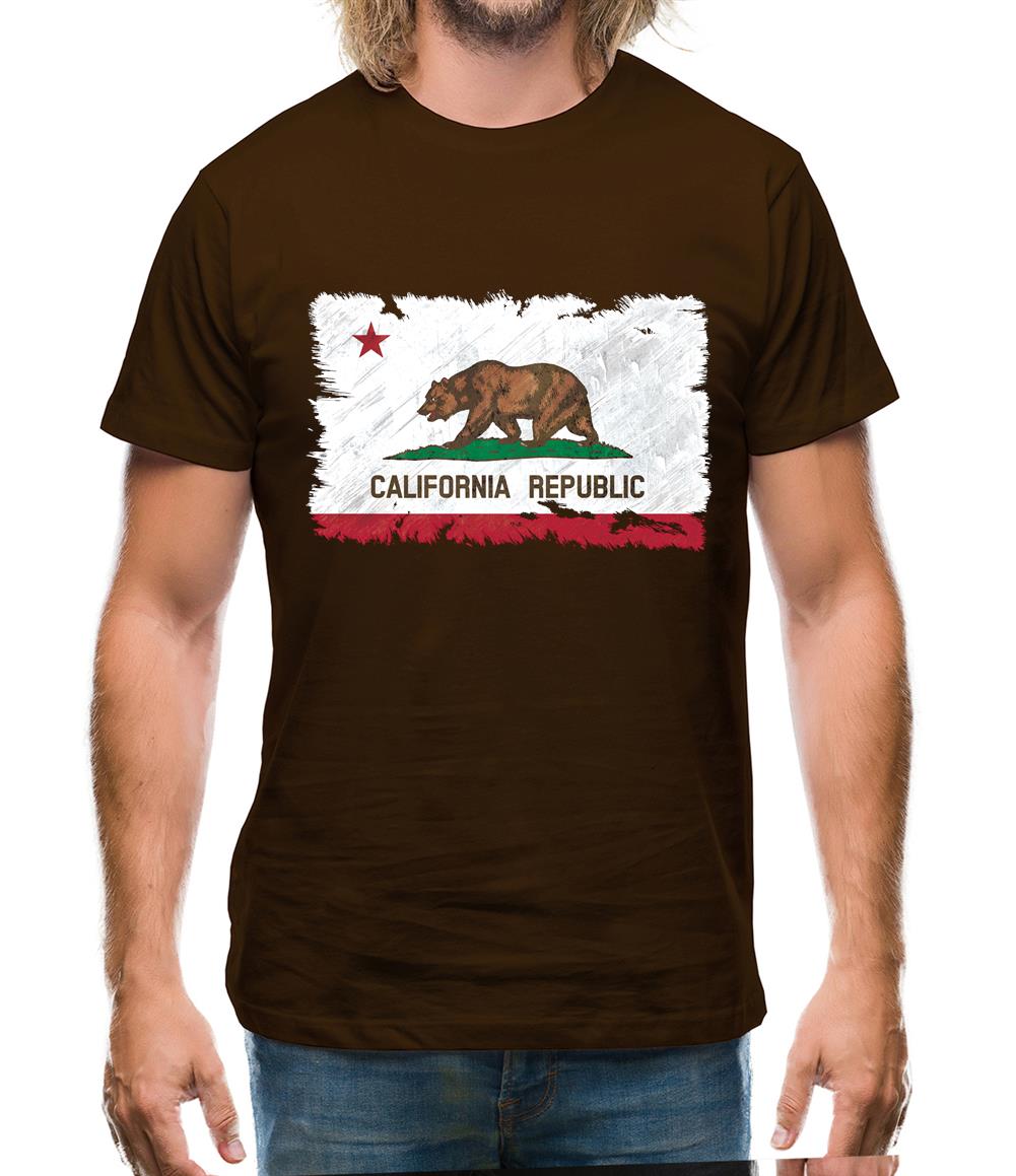 California Grunge Style Flag Mens T-Shirt California Grunge Style Flag Mens T-Shirt
