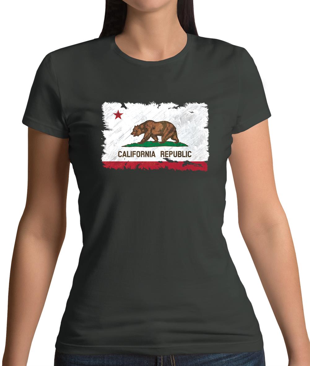 California Grunge Style Flag Womens T-Shirt California Grunge Style Flag Womens T-Shirt