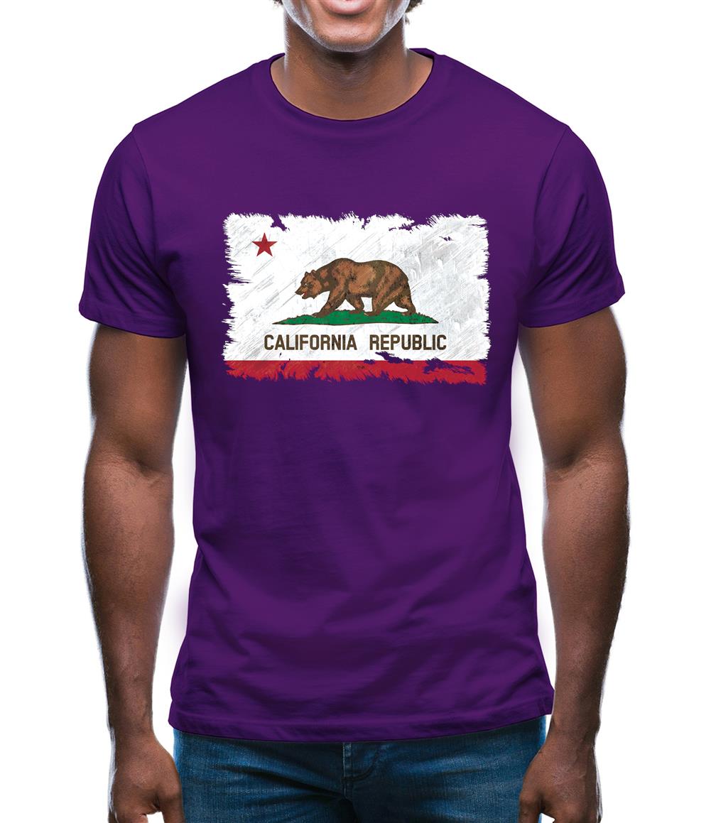 California Grunge Style Flag Mens T-Shirt California Grunge Style Flag Mens T-Shirt