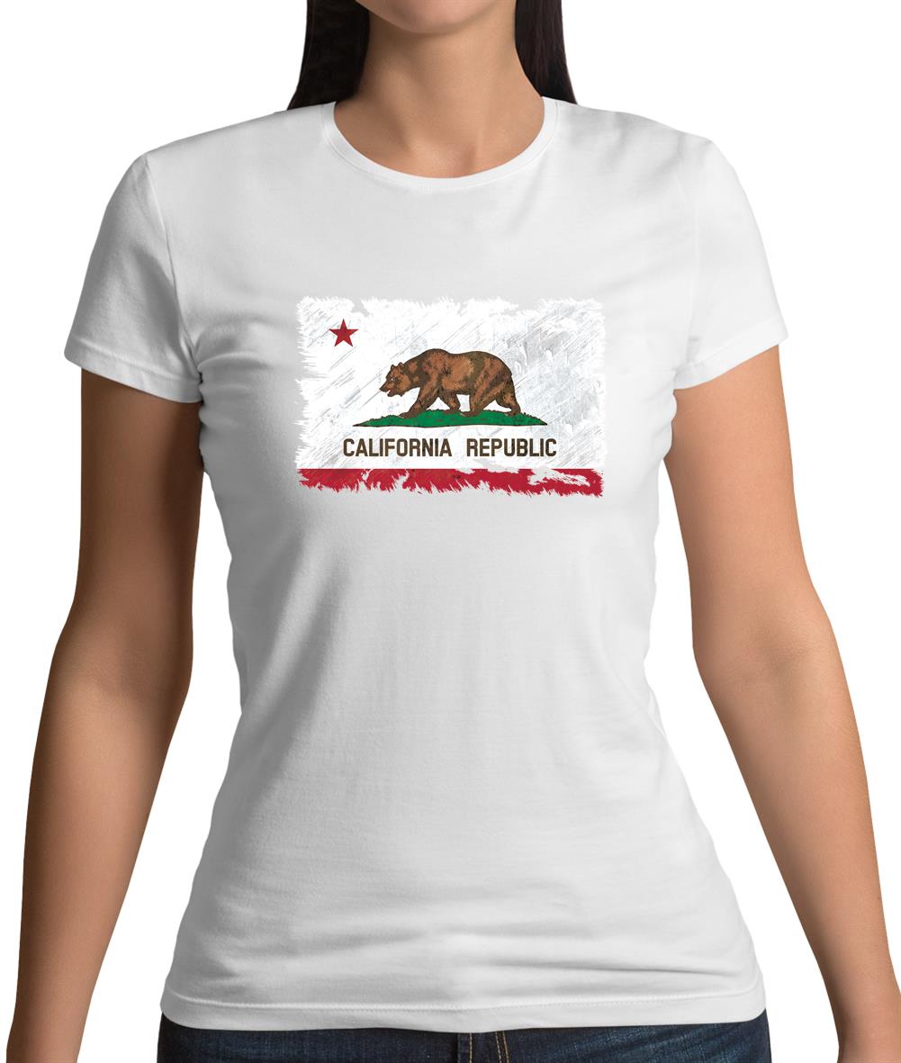 California Grunge Style Flag Womens T-Shirt California Grunge Style Flag Womens T-Shirt