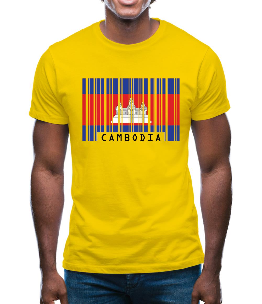 Cambodia Barcode Style Flag Mens T-Shirt Cambodia Barcode Style Flag Mens T-Shirt