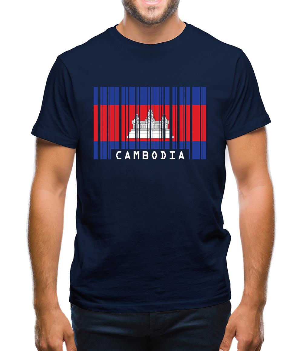 Cambodia Barcode Style Flag Mens T-Shirt Cambodia Barcode Style Flag Mens T-Shirt