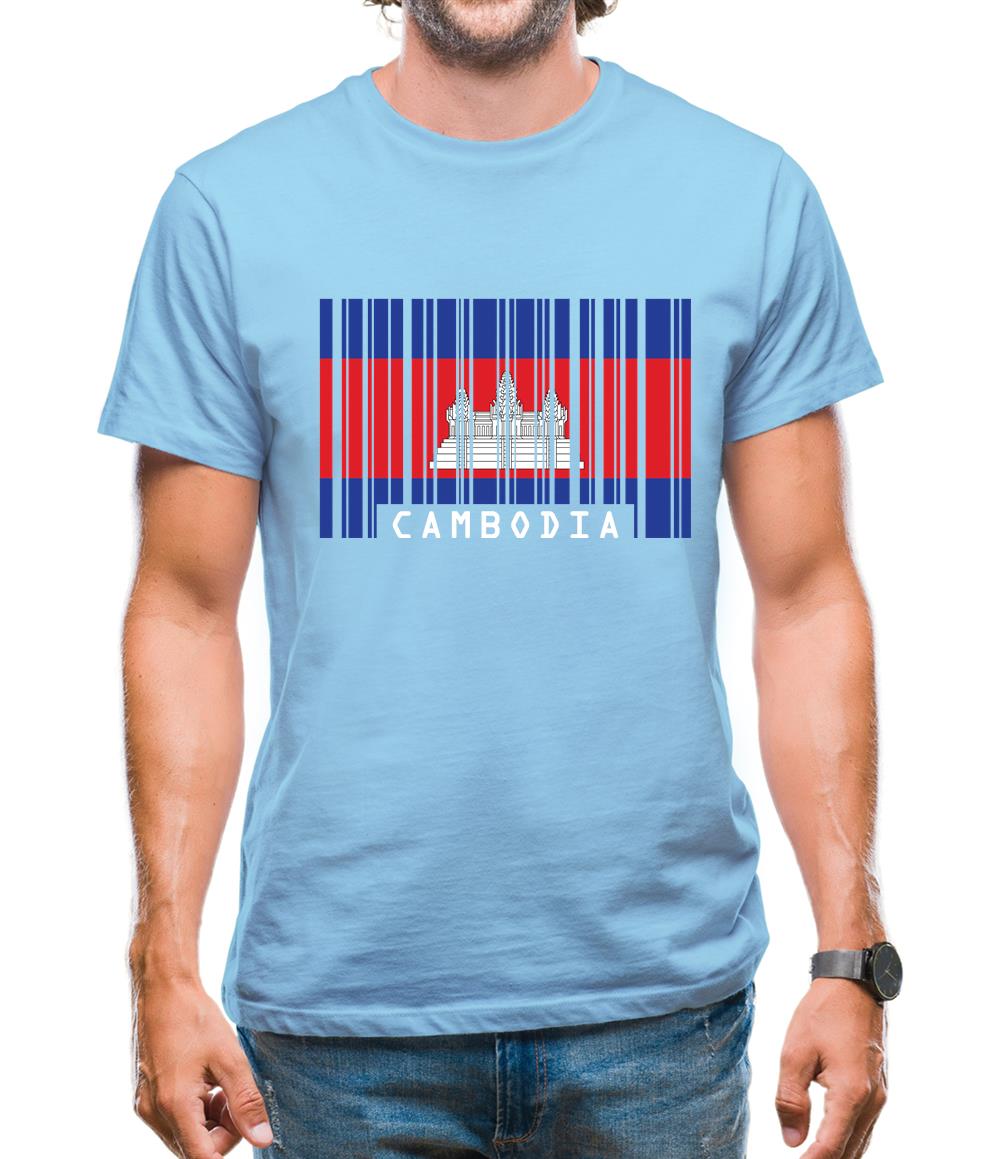 Cambodia Barcode Style Flag Mens T-Shirt Cambodia Barcode Style Flag Mens T-Shirt