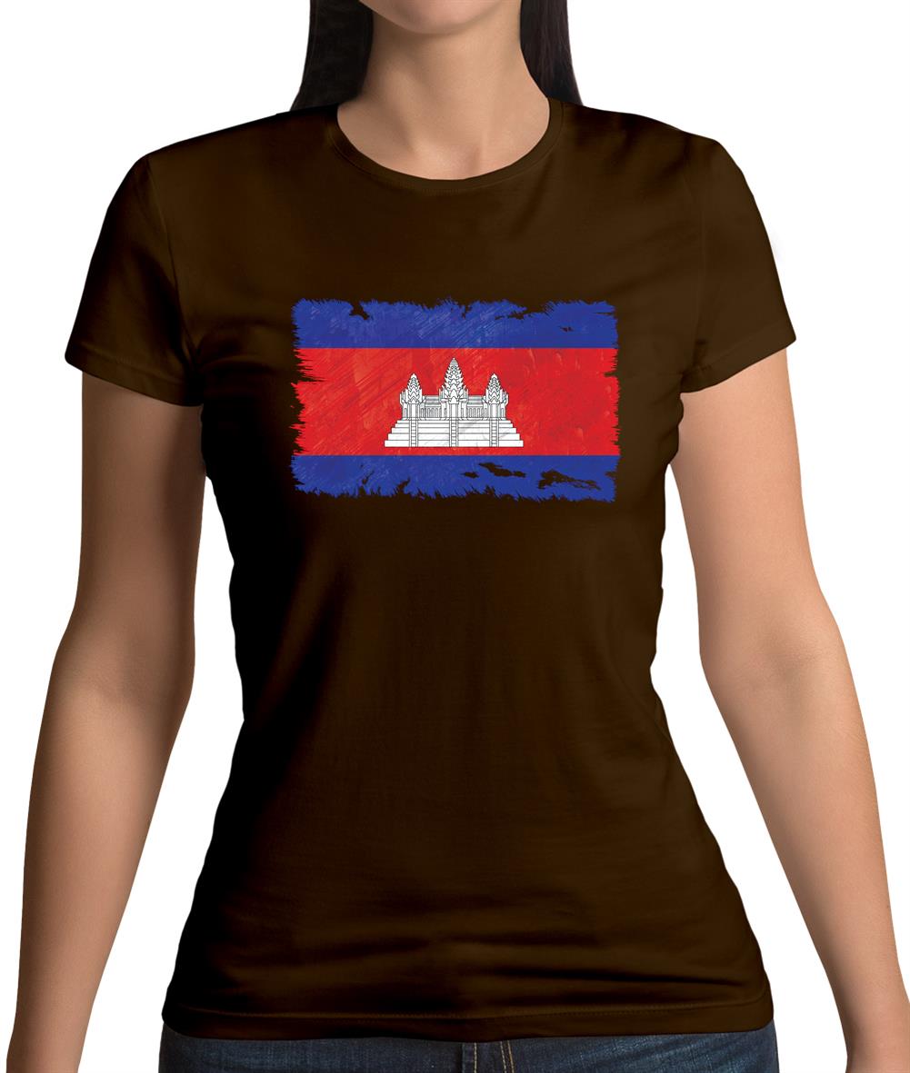 Cambodia Grunge Style Flag Womens T-Shirt Cambodia Grunge Style Flag Womens T-Shirt