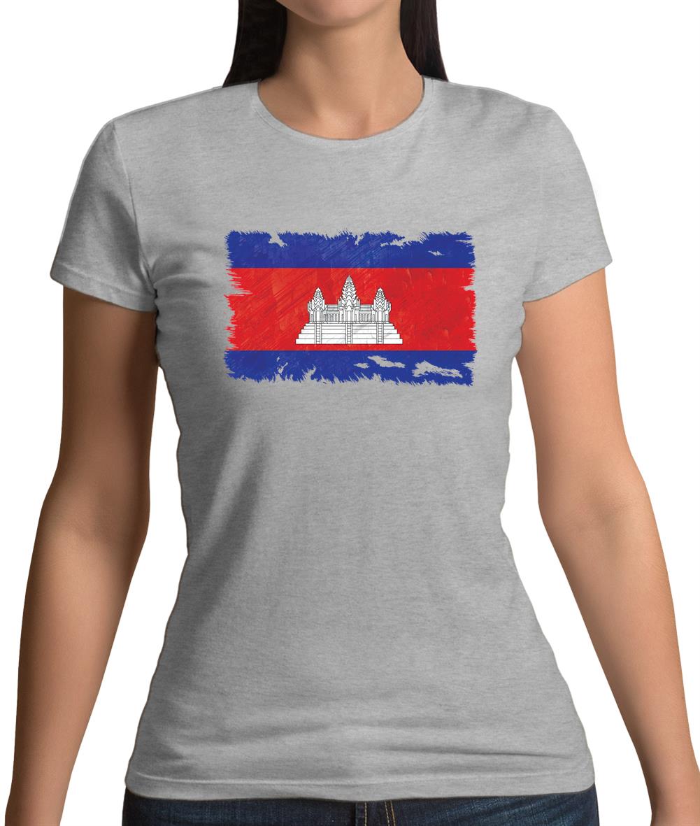 Cambodia Grunge Style Flag Womens T-Shirt Cambodia Grunge Style Flag Womens T-Shirt