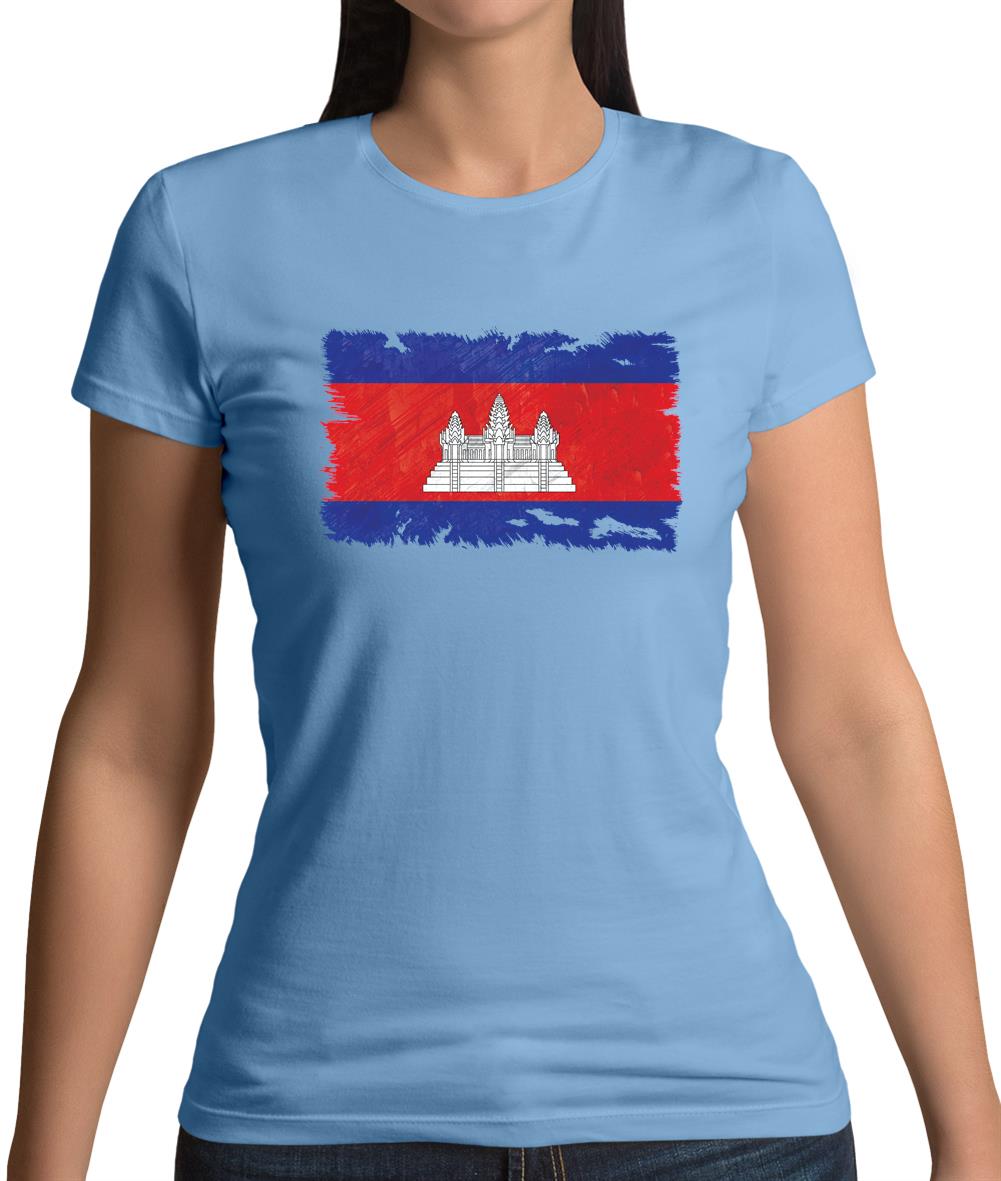 Cambodia Grunge Style Flag Womens T-Shirt Cambodia Grunge Style Flag Womens T-Shirt