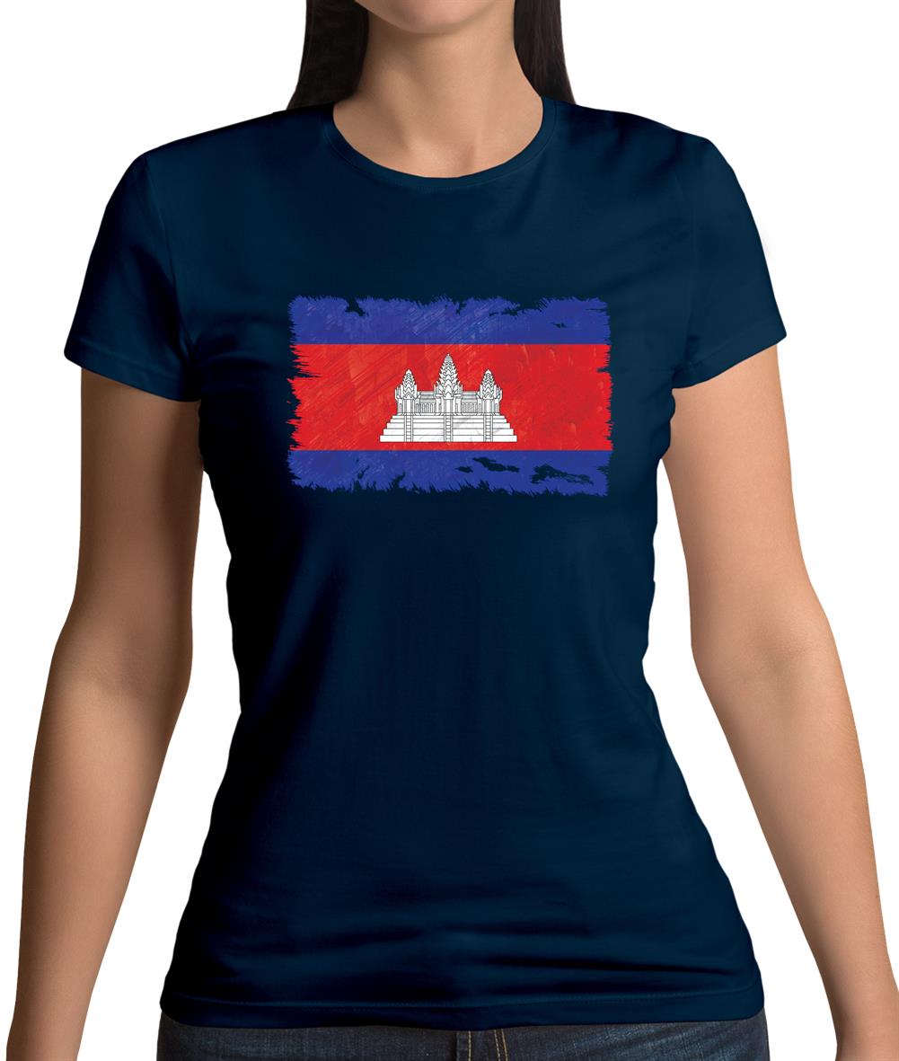 Cambodia Grunge Style Flag Womens T-Shirt Cambodia Grunge Style Flag Womens T-Shirt