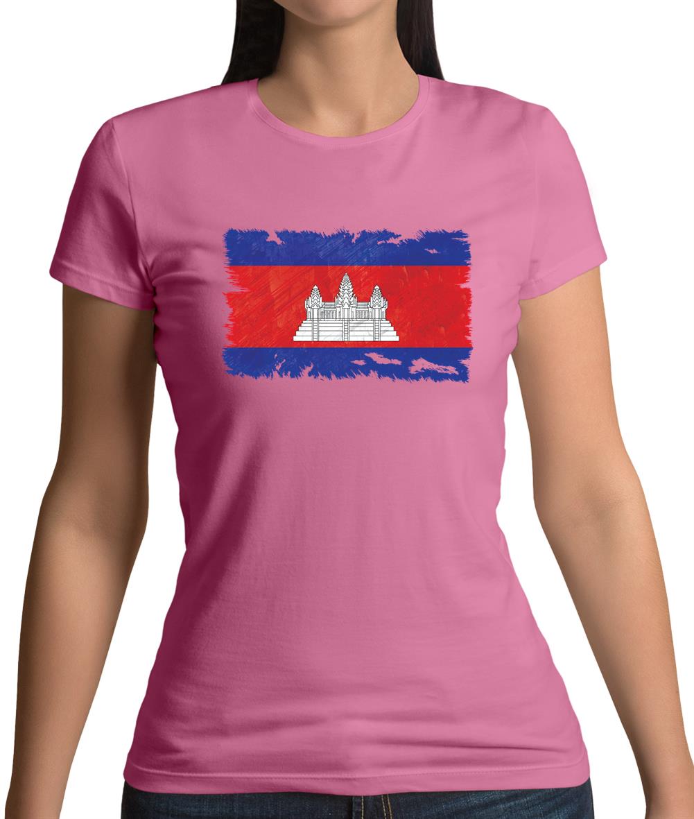 Cambodia Grunge Style Flag Womens T-Shirt Cambodia Grunge Style Flag Womens T-Shirt