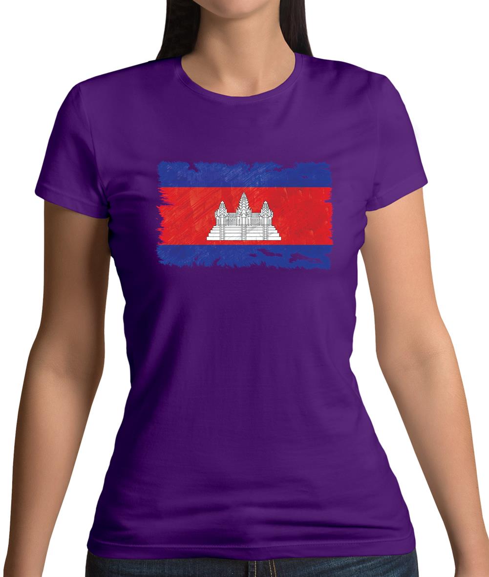 Cambodia Grunge Style Flag Womens T-Shirt Cambodia Grunge Style Flag Womens T-Shirt