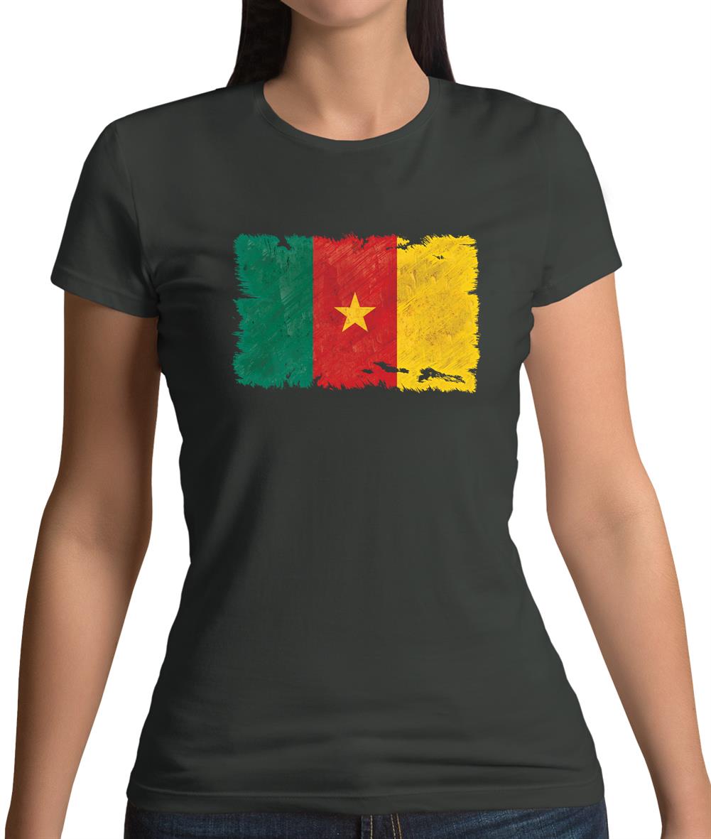Cameroon Grunge Style Flag Womens T-Shirt Cameroon Grunge Style Flag Womens T-Shirt