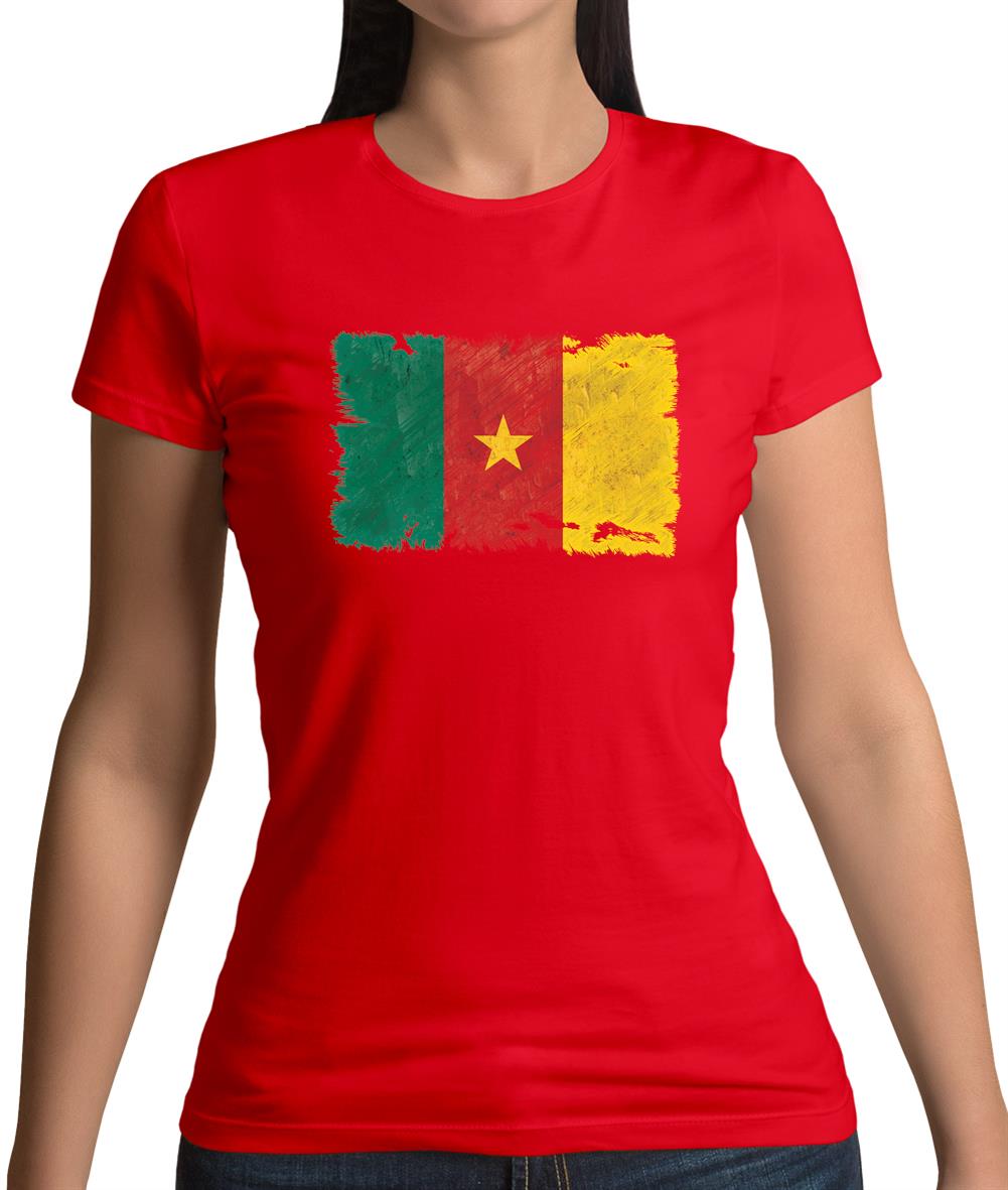 Cameroon Grunge Style Flag Womens T-Shirt Cameroon Grunge Style Flag Womens T-Shirt