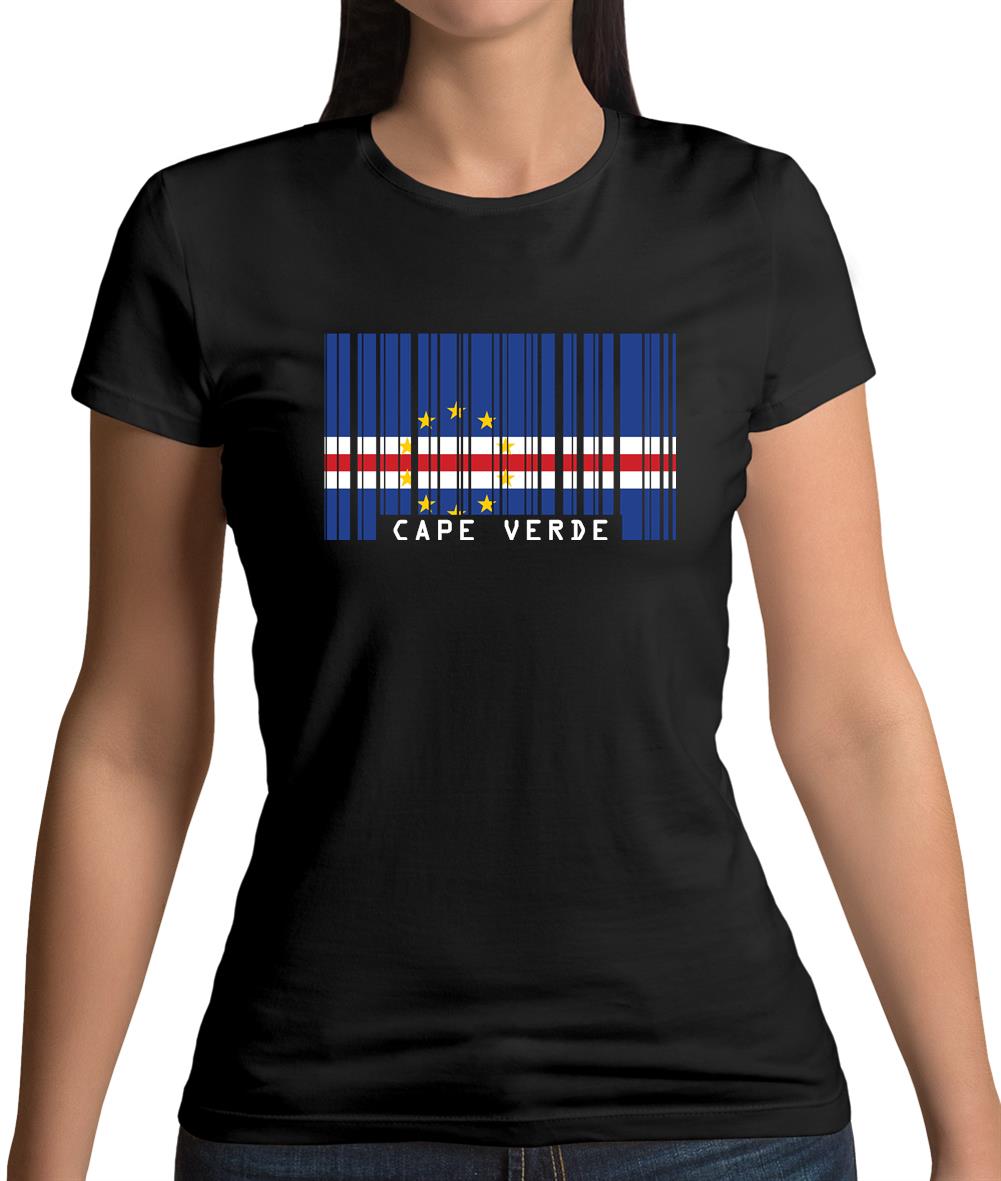 Cape Verde Barcode Style Flag Womens T-Shirt Cape Verde Barcode Style Flag Womens T-Shirt