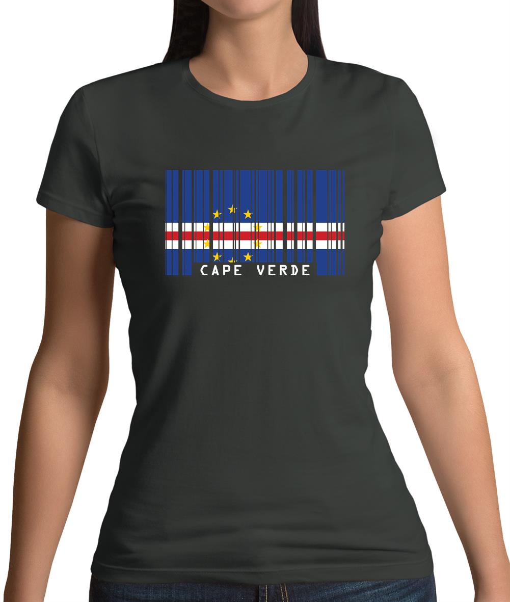 Cape Verde Barcode Style Flag Womens T-Shirt Cape Verde Barcode Style Flag Womens T-Shirt