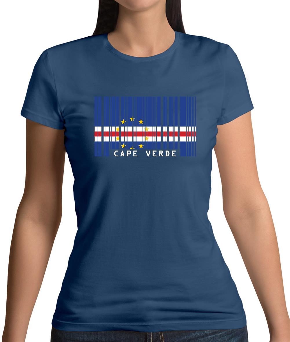 Cape Verde Barcode Style Flag Womens T-Shirt Cape Verde Barcode Style Flag Womens T-Shirt
