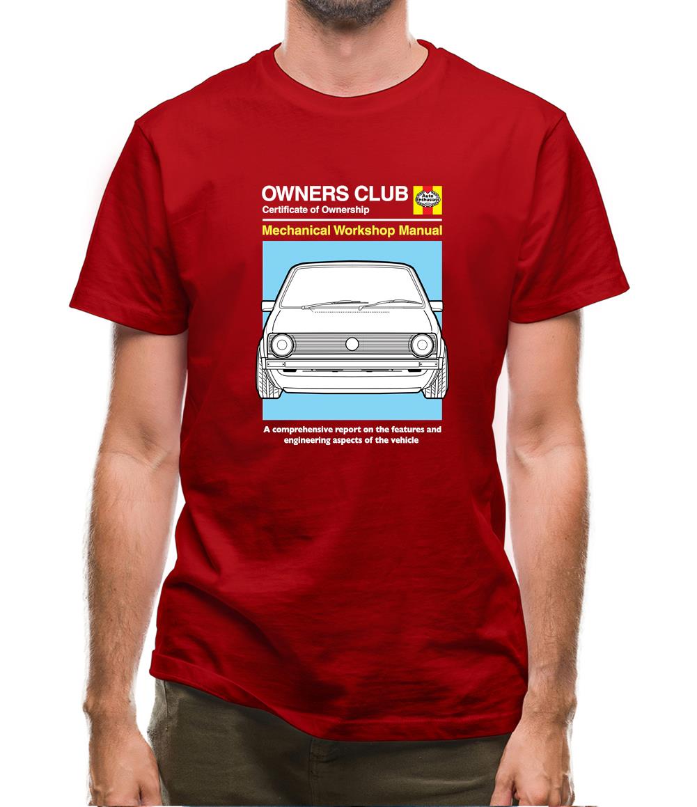 Car Owners Manual Golf Mk1 Mens T-Shirt Car Owners Manual Golf Mk1 Mens T-Shirt
