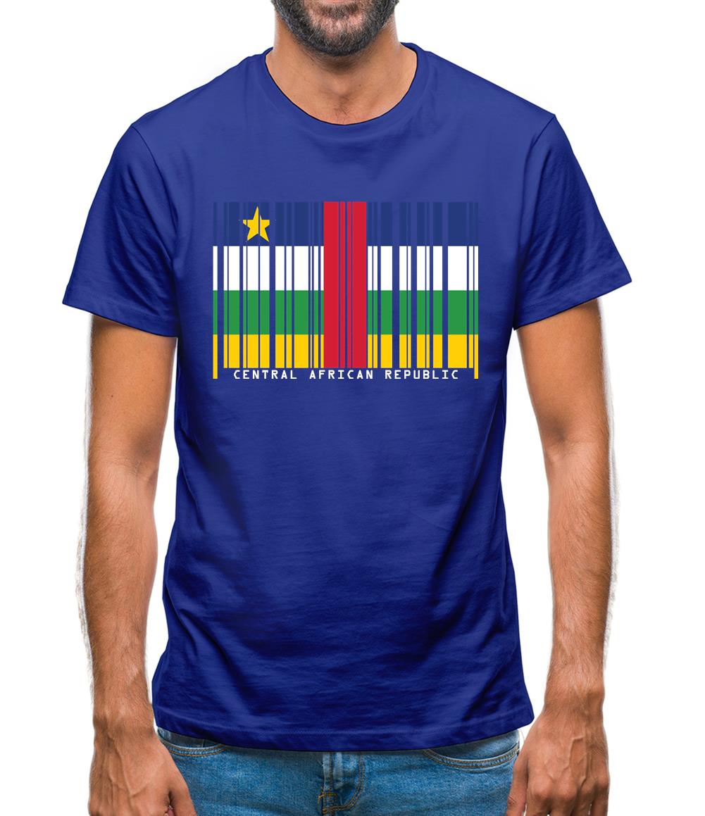 Central African Republic  Barcode Style Flag Mens T-Shirt Central African Republic  Barcode Style Flag Mens T-Shirt