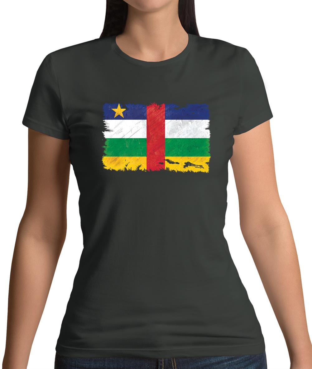 Central African Republic Grunge Style Flag Womens T-Shirt Central African Republic Grunge Style Flag Womens T-Shirt