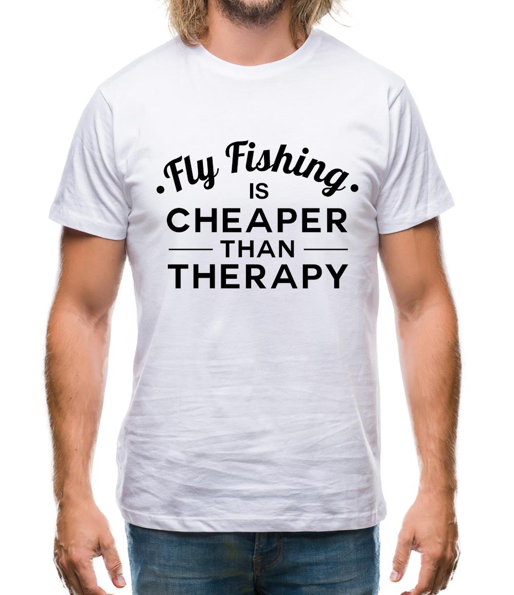 Flyfishing Is Cheaper Than Therapy Mens T-Shirt Flyfishing Is Cheaper Than Therapy Mens T-Shirt