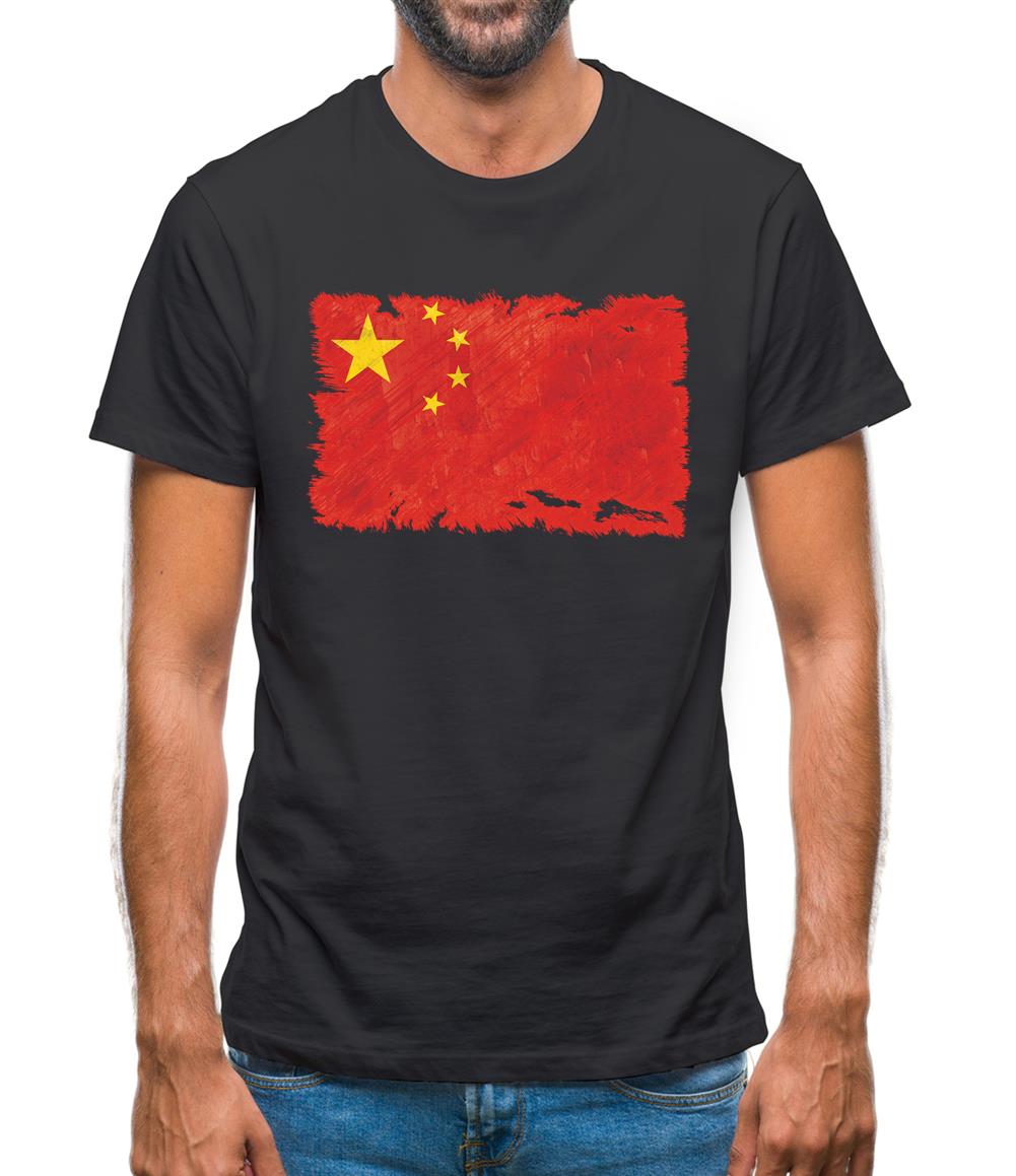 China Grunge Style Flag Mens T-Shirt China Grunge Style Flag Mens T-Shirt