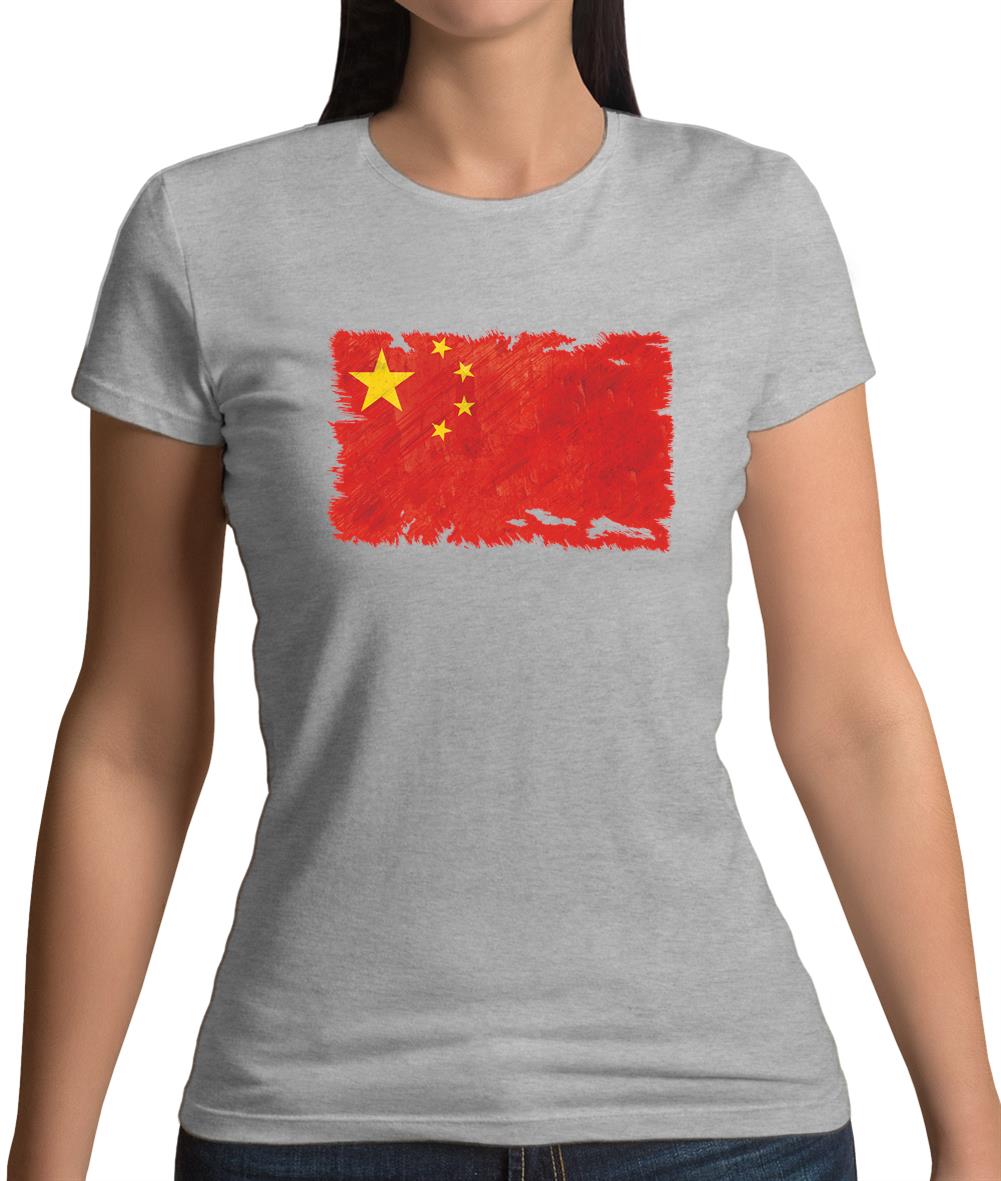 China Grunge Style Flag Womens T-Shirt China Grunge Style Flag Womens T-Shirt