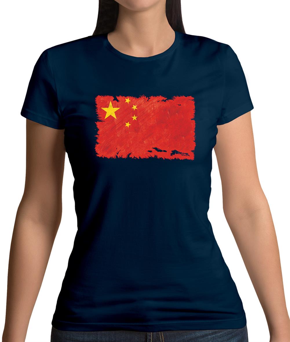 China Grunge Style Flag Womens T-Shirt China Grunge Style Flag Womens T-Shirt