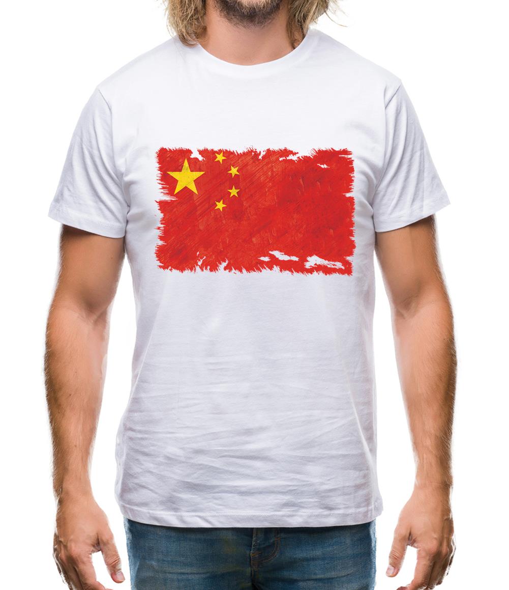 China Grunge Style Flag Mens T-Shirt China Grunge Style Flag Mens T-Shirt