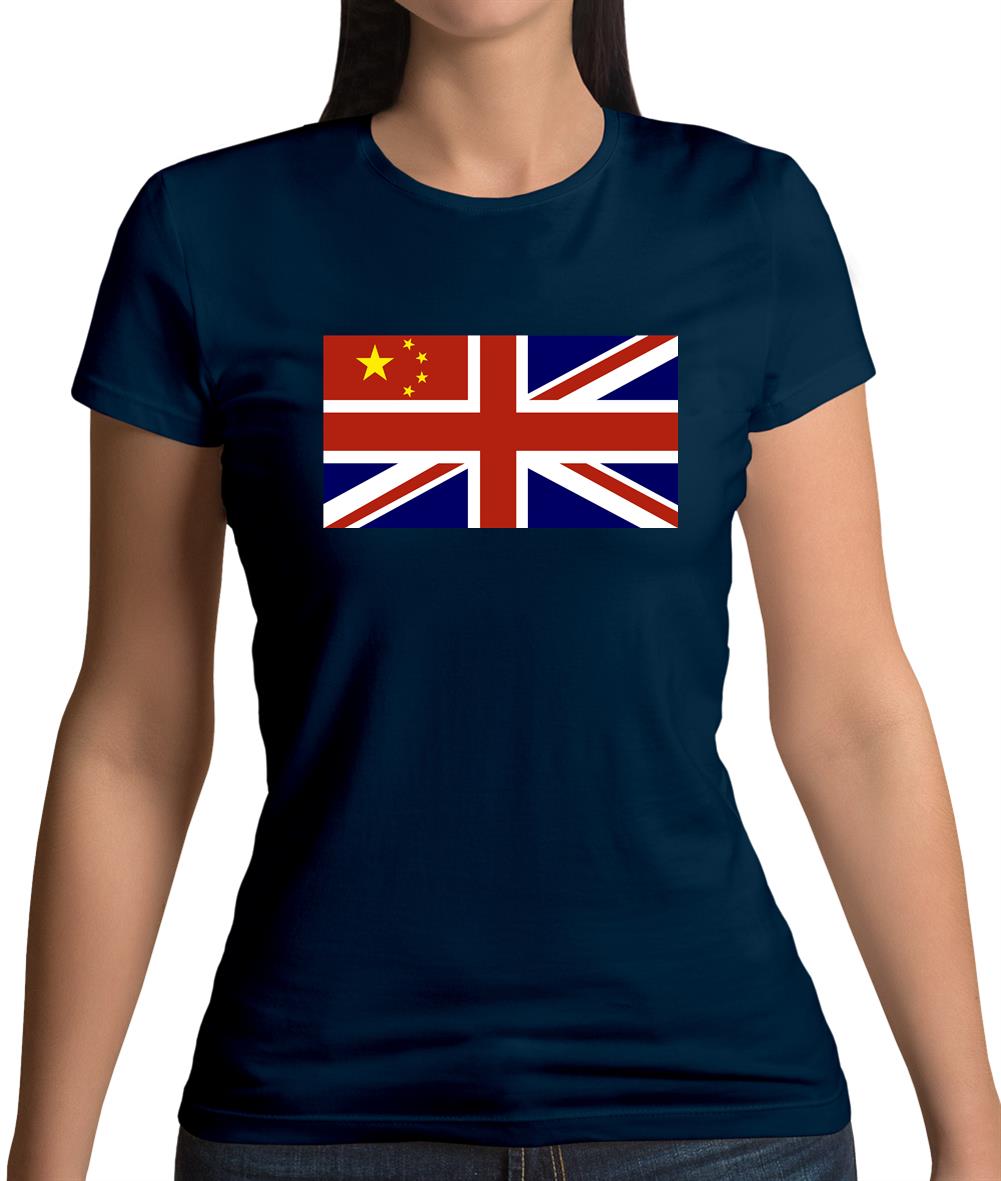 China Union Jack Flag Womens T-Shirt China Union Jack Flag Womens T-Shirt