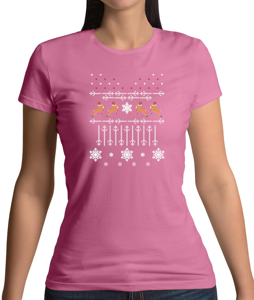 Christmas Reindeer Design Womens T-Shirt Christmas Reindeer Design Womens T-Shirt