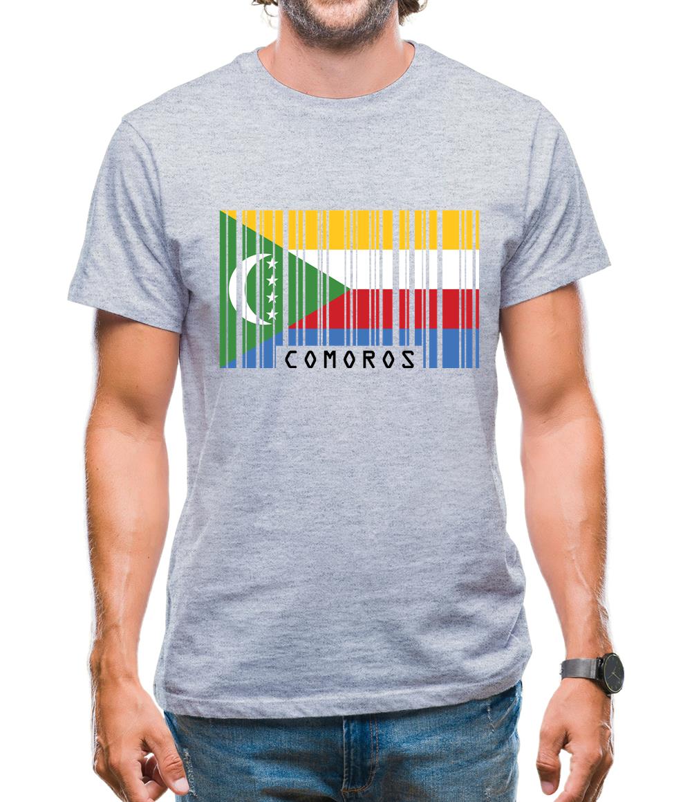 Comoros Barcode Style Flag Mens T-Shirt Comoros Barcode Style Flag Mens T-Shirt
