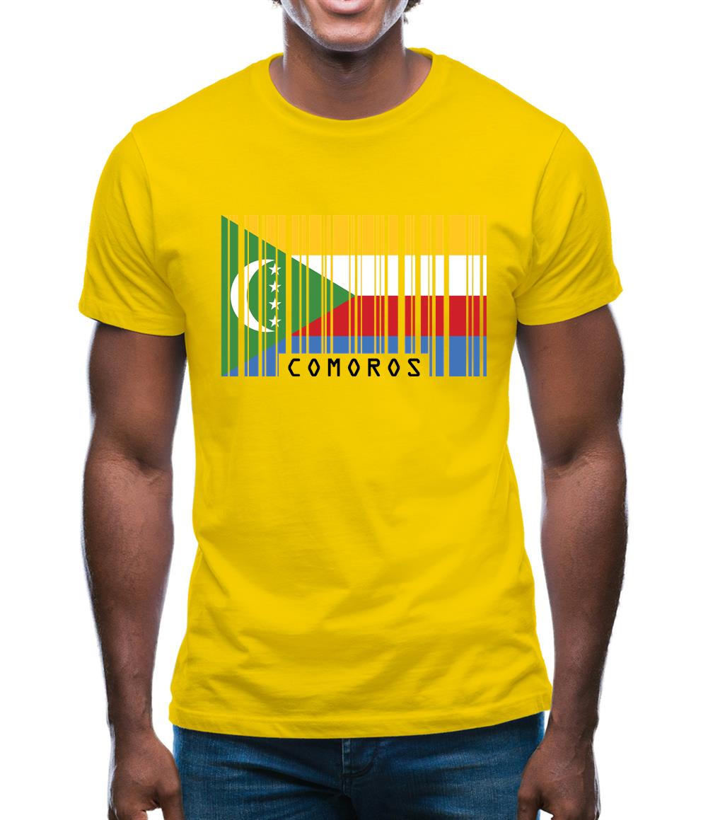 Comoros Barcode Style Flag Mens T-Shirt Comoros Barcode Style Flag Mens T-Shirt