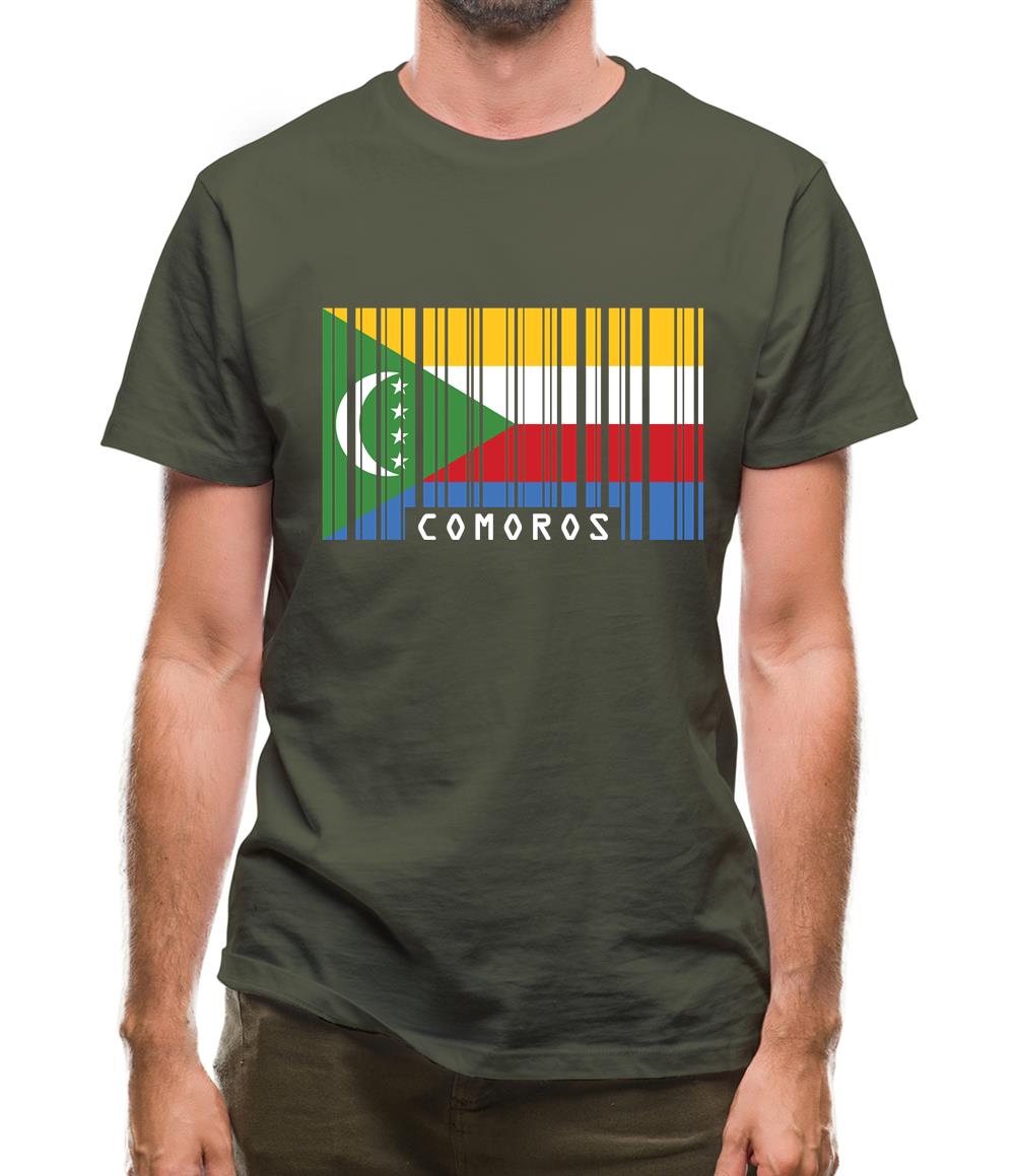 Comoros Barcode Style Flag Mens T-Shirt Comoros Barcode Style Flag Mens T-Shirt