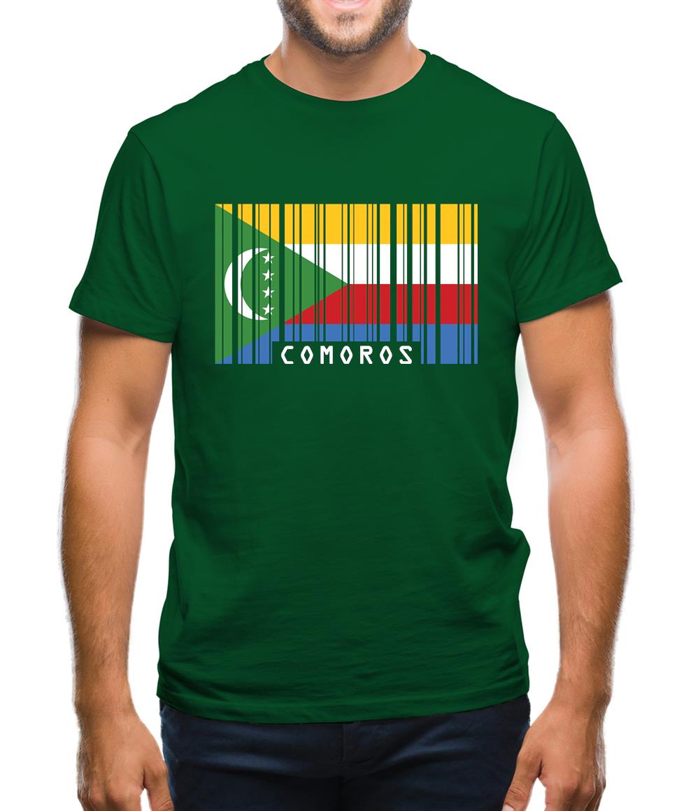 Comoros Barcode Style Flag Mens T-Shirt Comoros Barcode Style Flag Mens T-Shirt