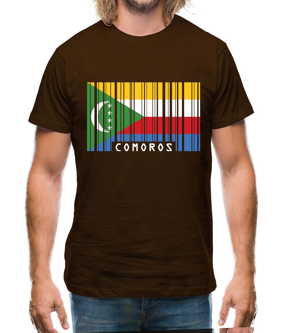 Comoros Barcode Style Flag Mens T-Shirt Comoros Barcode Style Flag Mens T-Shirt