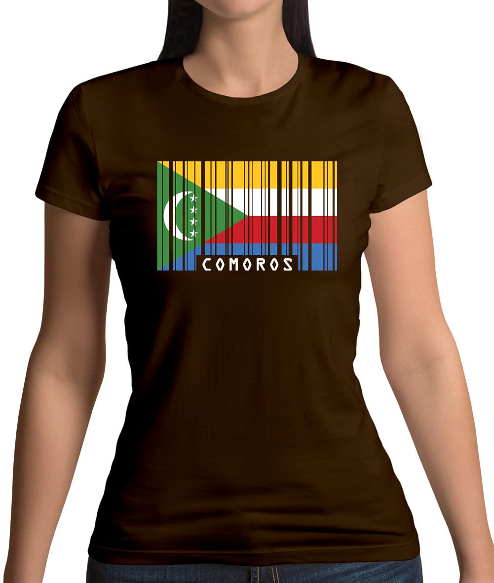 Comoros Barcode Style Flag Womens T-Shirt Comoros Barcode Style Flag Womens T-Shirt