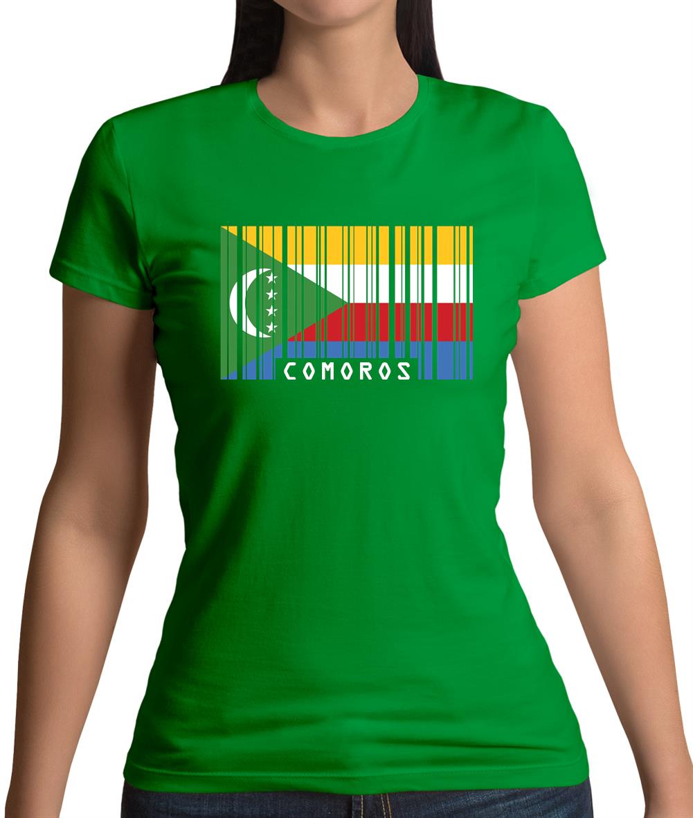 Comoros Barcode Style Flag Womens T-Shirt Comoros Barcode Style Flag Womens T-Shirt