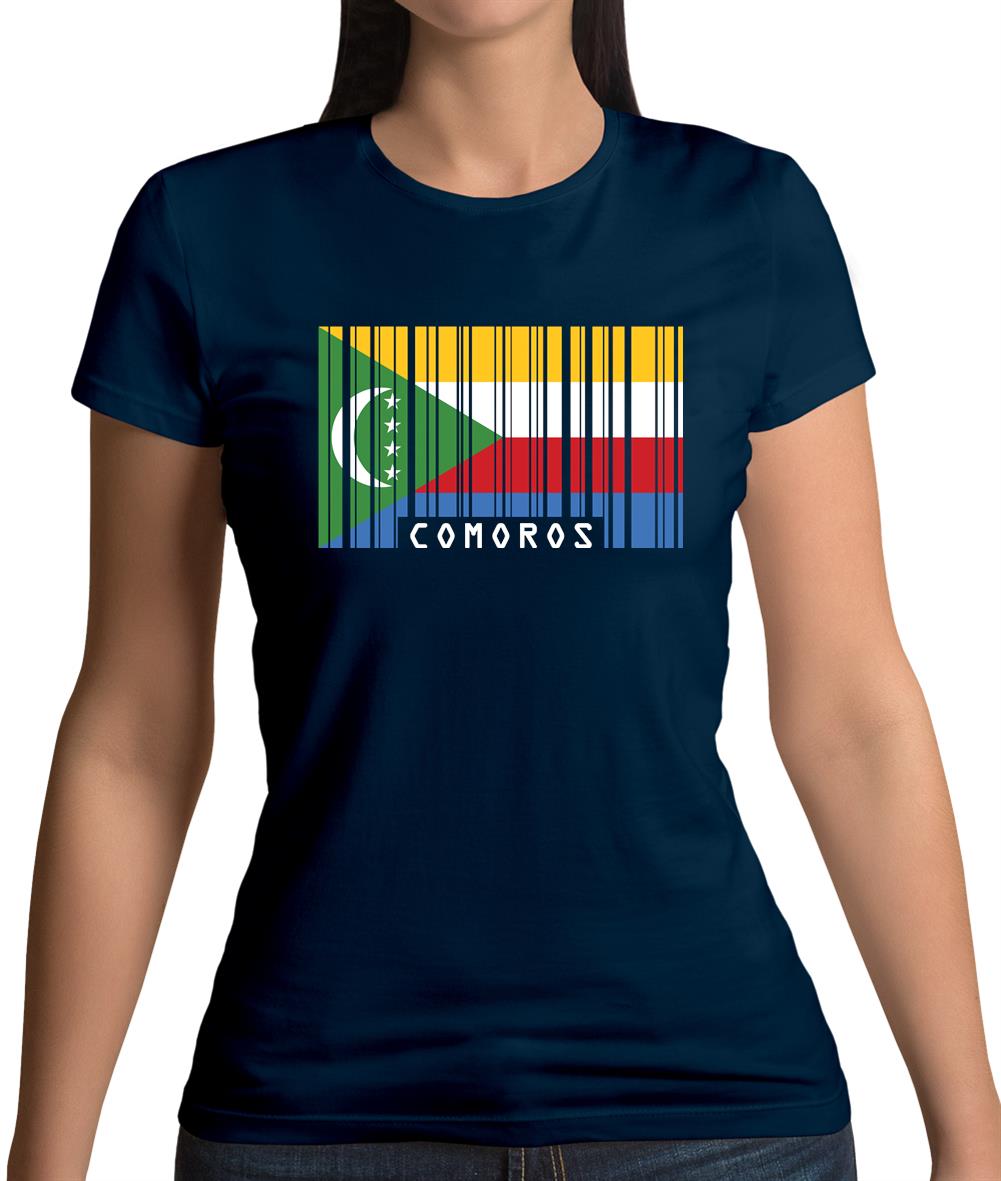 Comoros Barcode Style Flag Womens T-Shirt Comoros Barcode Style Flag Womens T-Shirt