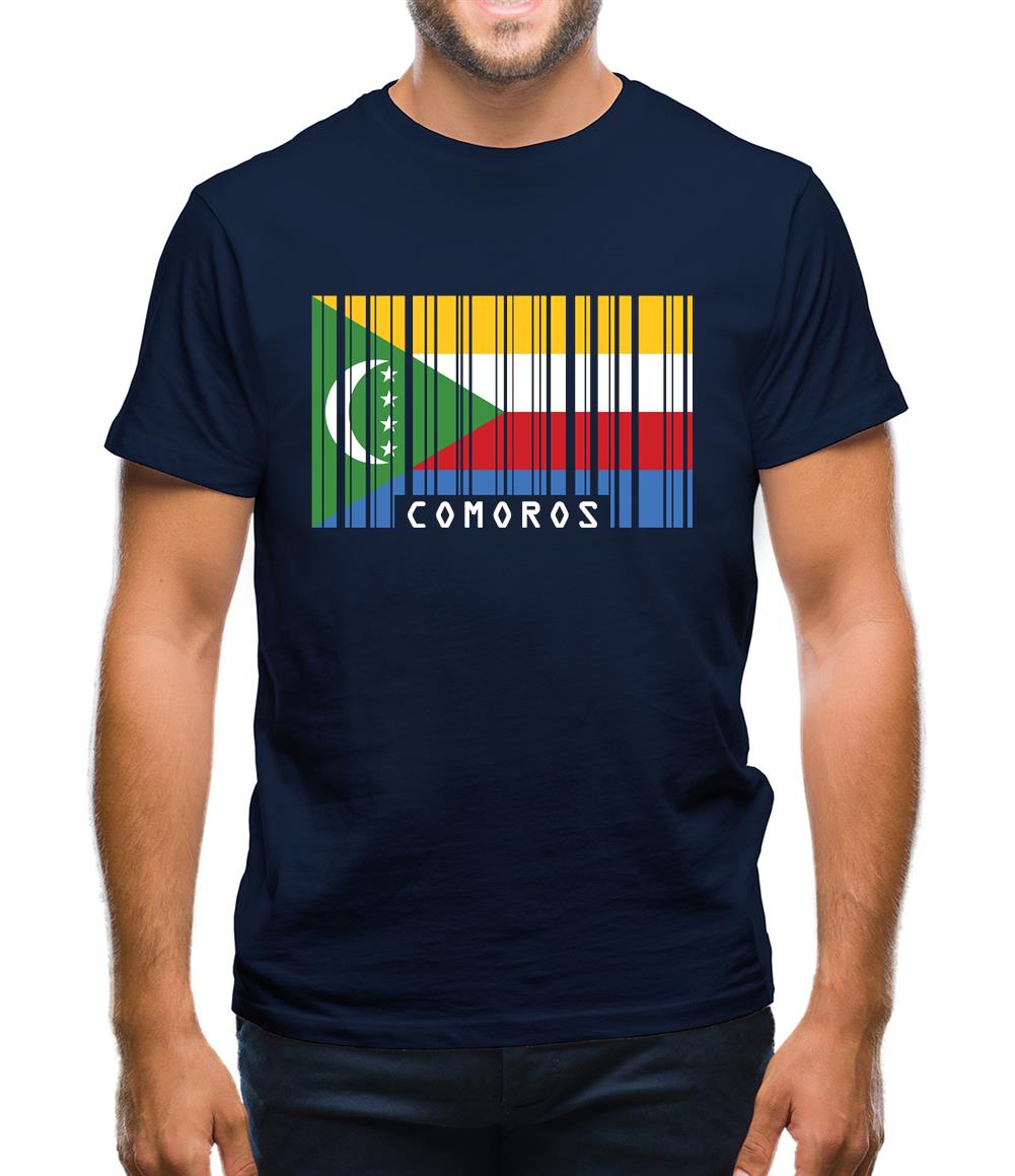 Comoros Barcode Style Flag Mens T-Shirt Comoros Barcode Style Flag Mens T-Shirt