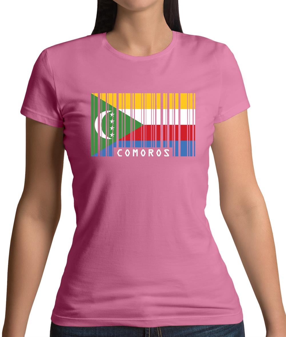 Comoros Barcode Style Flag Womens T-Shirt Comoros Barcode Style Flag Womens T-Shirt