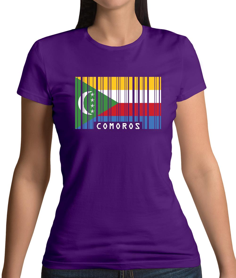 Comoros Barcode Style Flag Womens T-Shirt Comoros Barcode Style Flag Womens T-Shirt