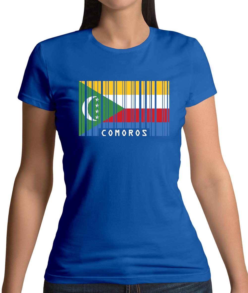 Comoros Barcode Style Flag Womens T-Shirt Comoros Barcode Style Flag Womens T-Shirt