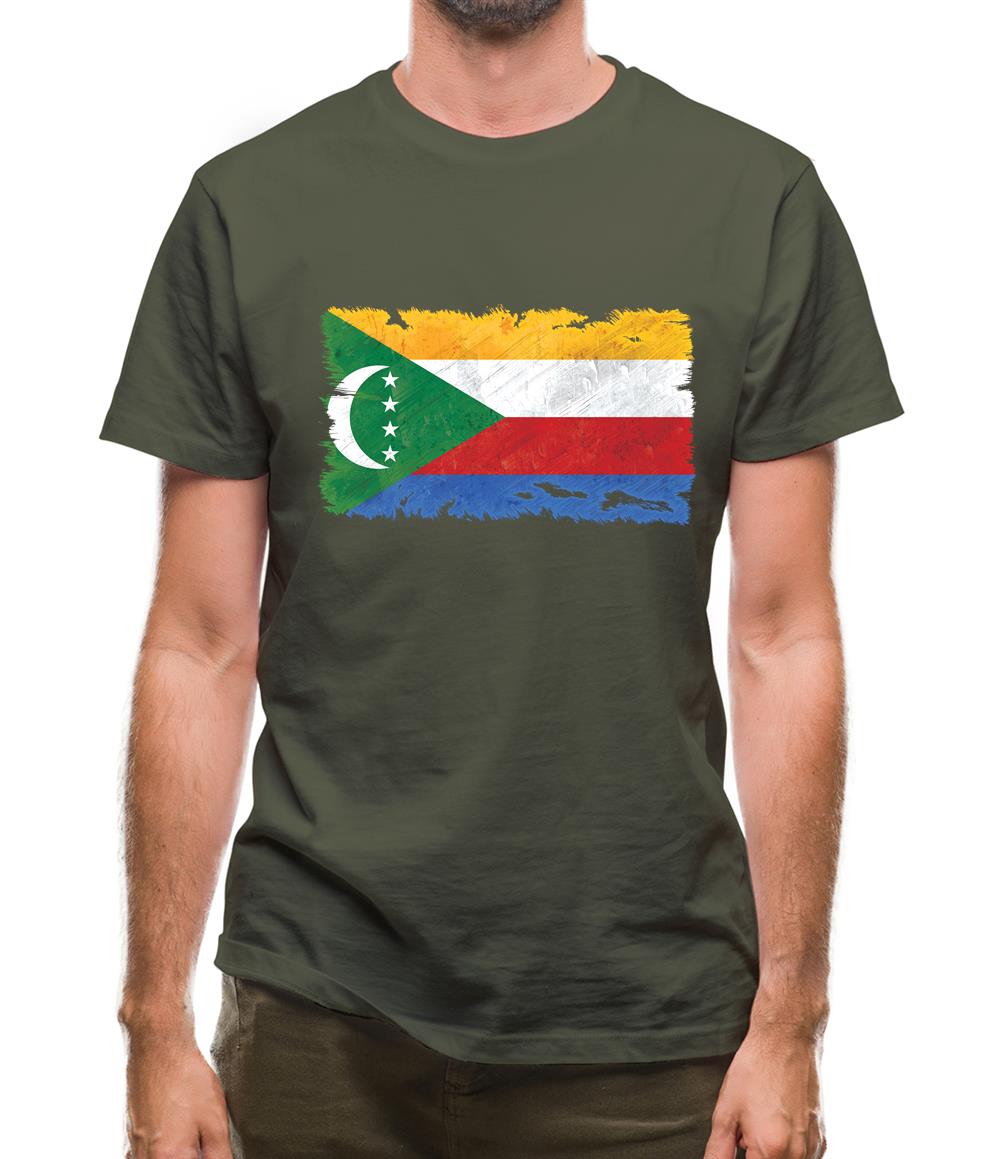 Comoros Grunge Style Flag Mens T-Shirt Comoros Grunge Style Flag Mens T-Shirt