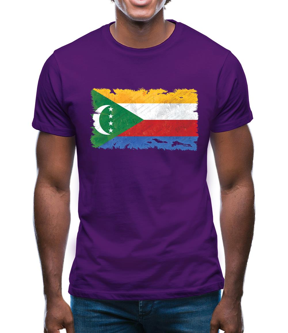 Comoros Grunge Style Flag Mens T-Shirt Comoros Grunge Style Flag Mens T-Shirt