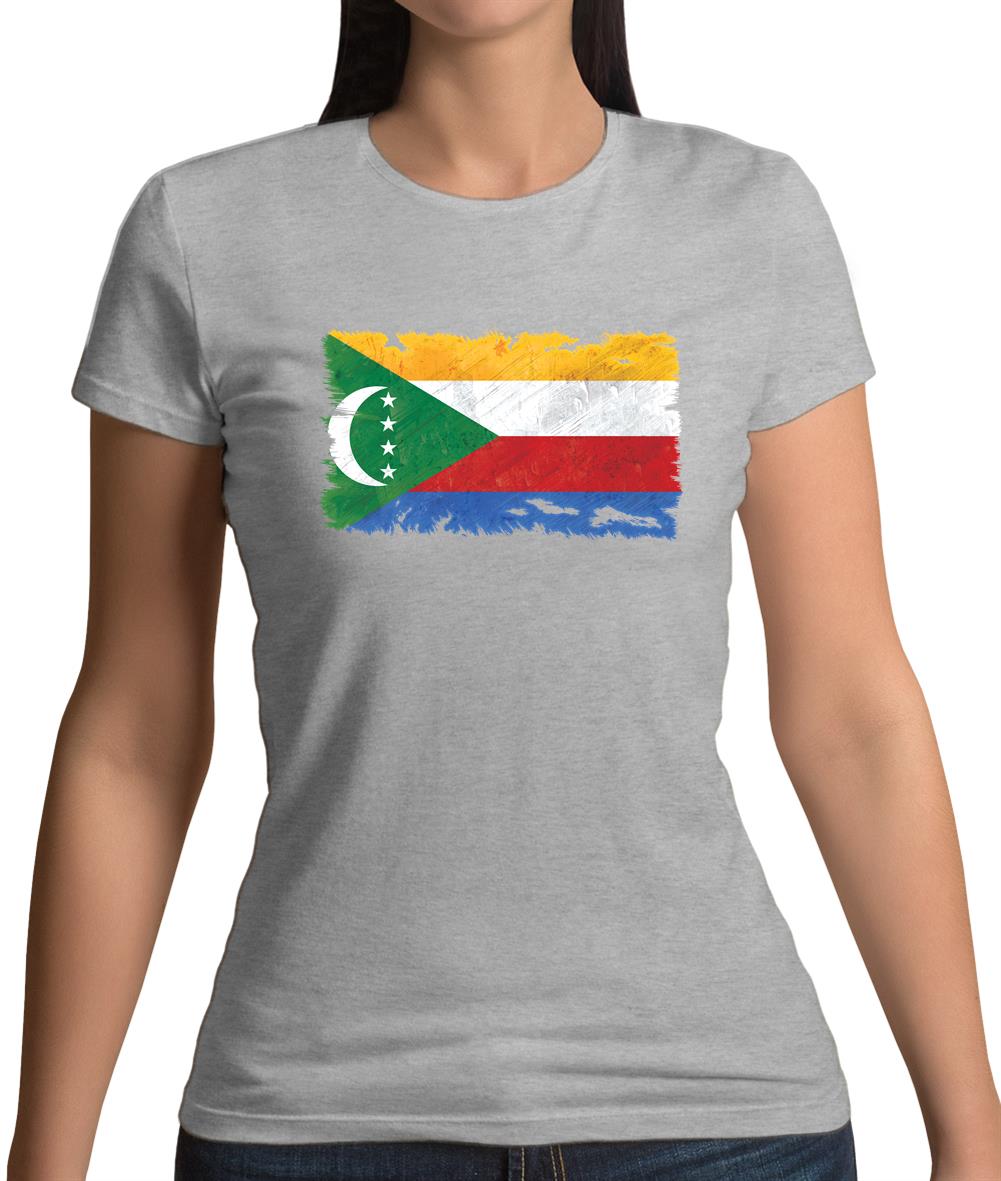 Comoros Grunge Style Flag Womens T-Shirt Comoros Grunge Style Flag Womens T-Shirt