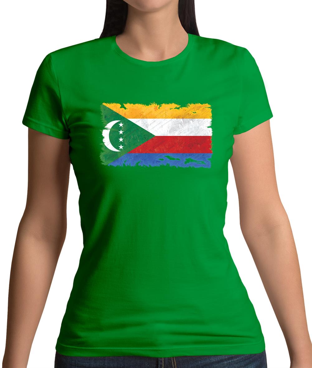 Comoros Grunge Style Flag Womens T-Shirt Comoros Grunge Style Flag Womens T-Shirt